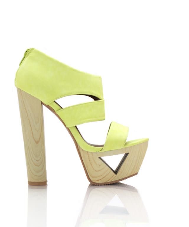 ... faux nubuck platforms, Size 4 (SAUK), Neon-green, ladies shoes, heels