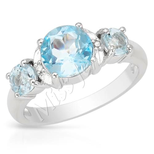 33ctw Natural Blue Topaz Promise Ring 925 Sterling Silver- Size 5.5