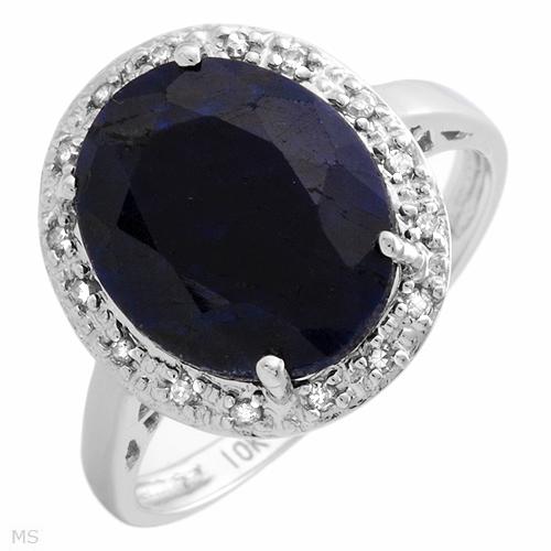... JEWELRY**10K white gold**Diamond and Sapphire Ring**Size 6.75